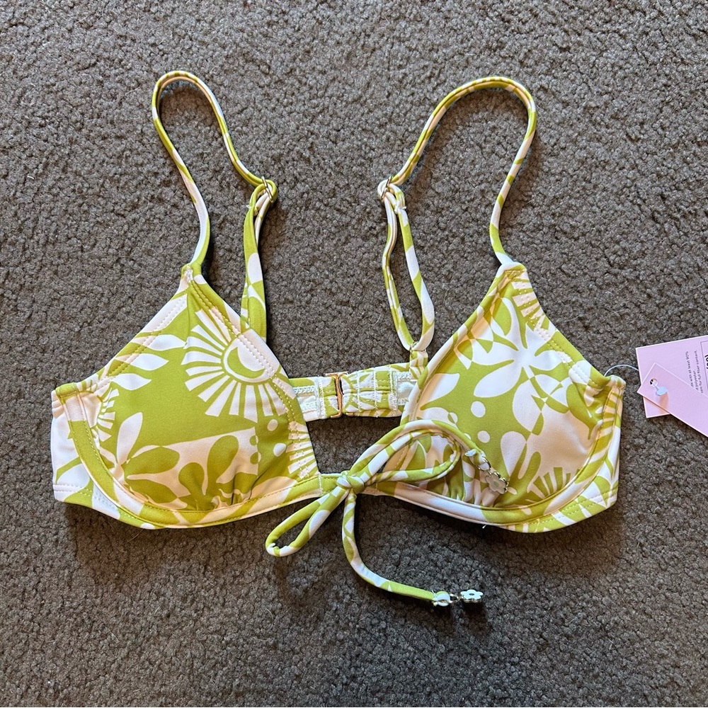 Wild Fable Green and White Bikini Top